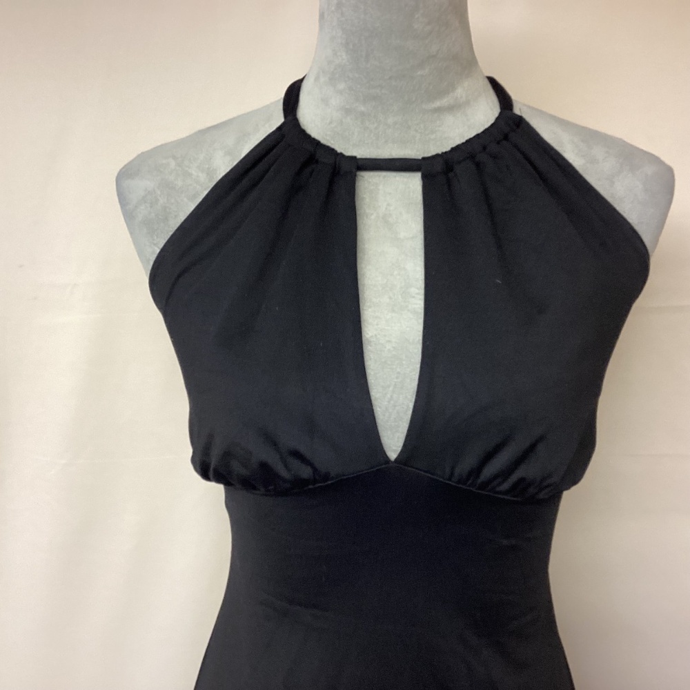 Susana Monaco Midi Halter Dress LBD Glam Formal Event Pinup Sexy Resort SZ S - Picture 2 of 11
